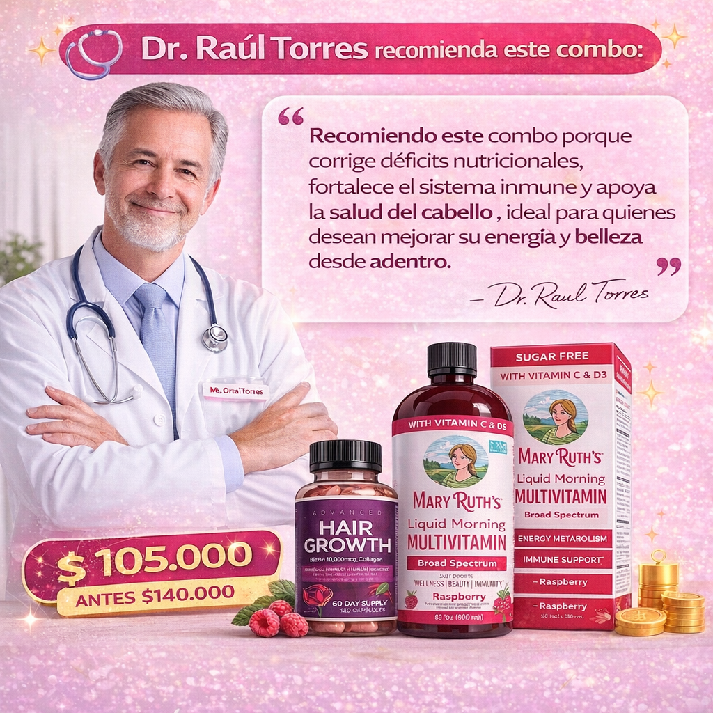 COMBO NUTRE CABELLO HAIR GROWTH + MARY RUTH FRAMBUESA