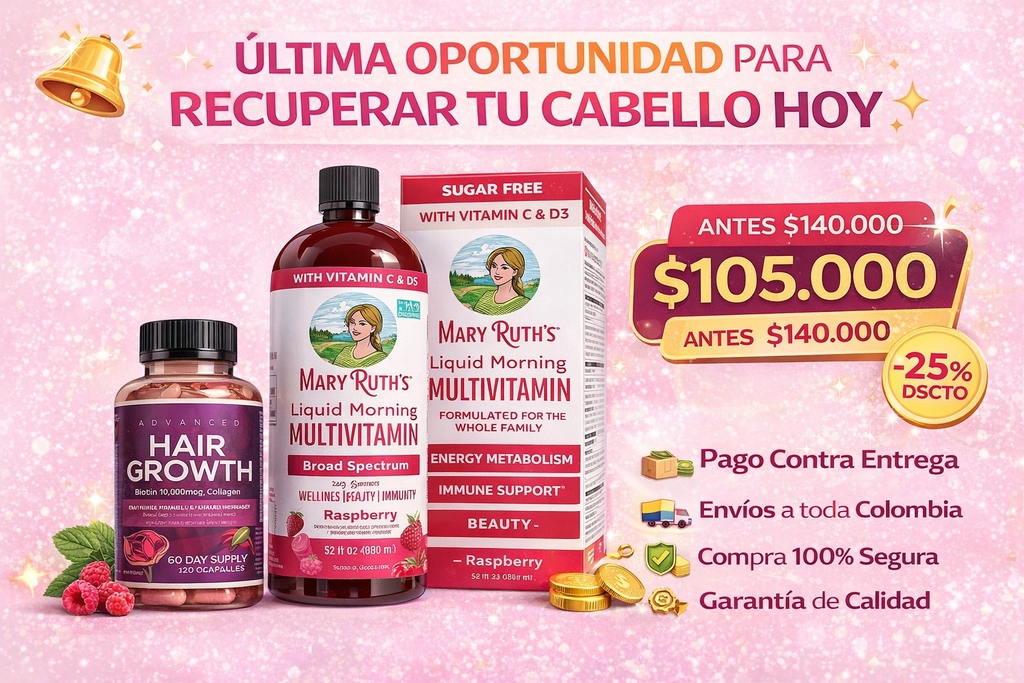 COMBO NUTRE CABELLO HAIR GROWTH + MARY RUTH FRAMBUESA