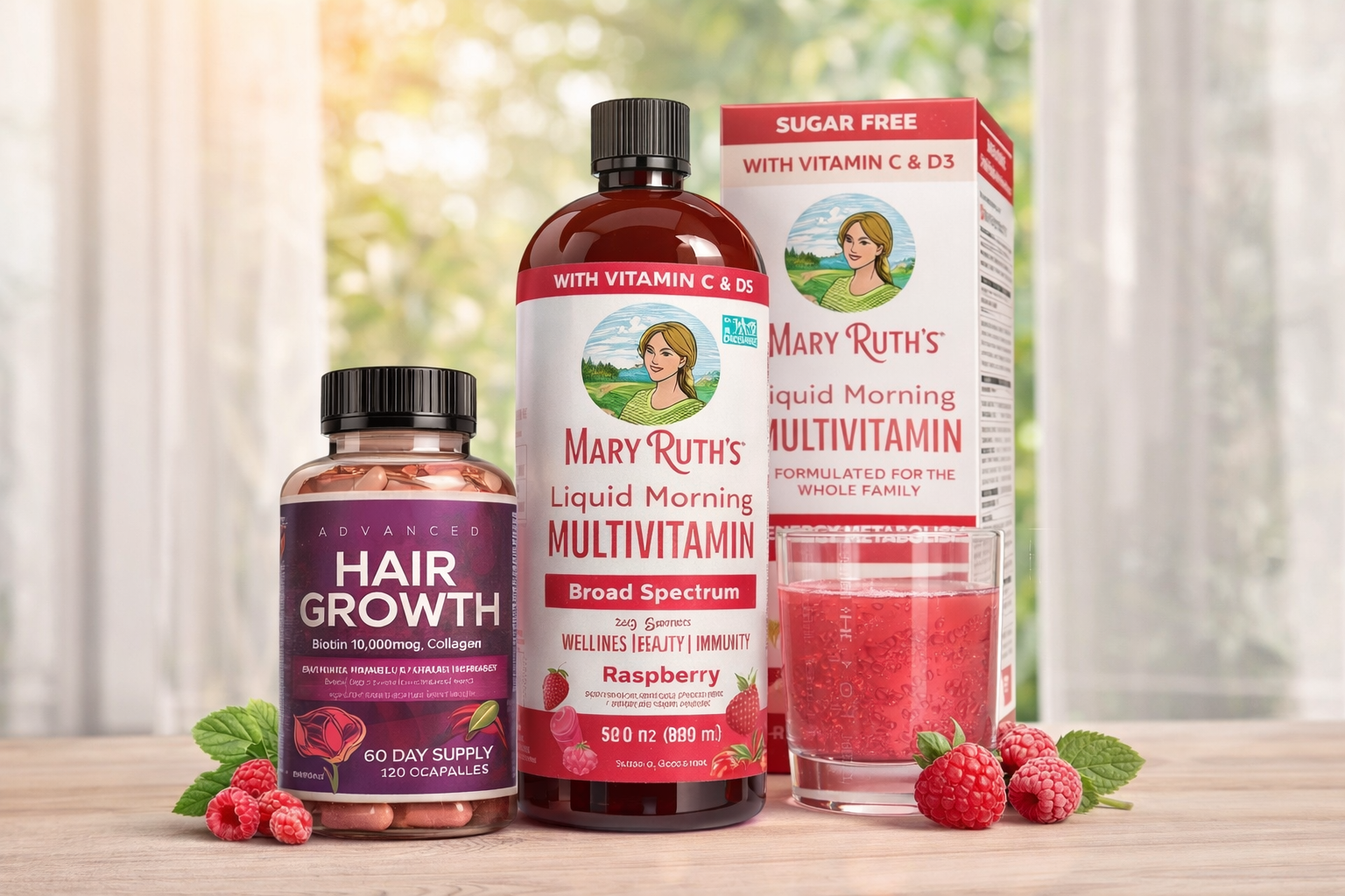 COMBO NUTRE CABELLO HAIR GROWTH + MARY RUTH FRAMBUESA